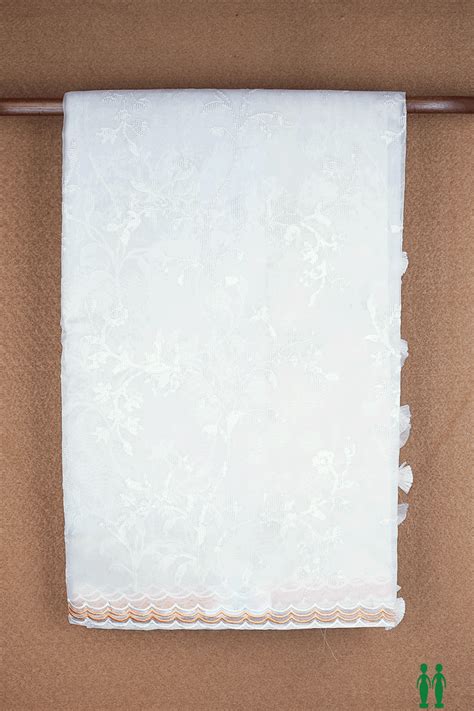 Embroidery Sequence Design Egg White Organza Silk Saree – Sundari Silks