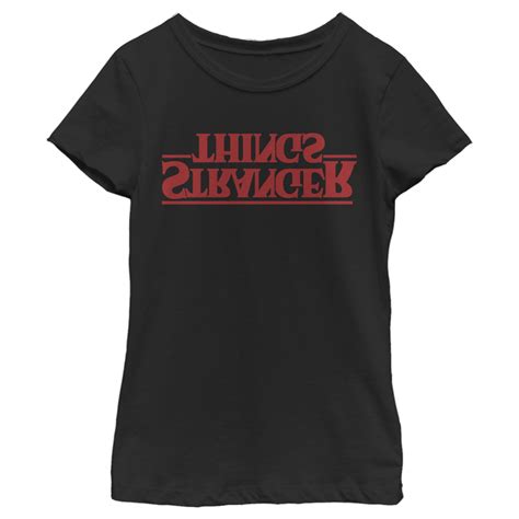 Buy Girls Stranger Things Upside Down Logo Graphic Tee Black X Small ...