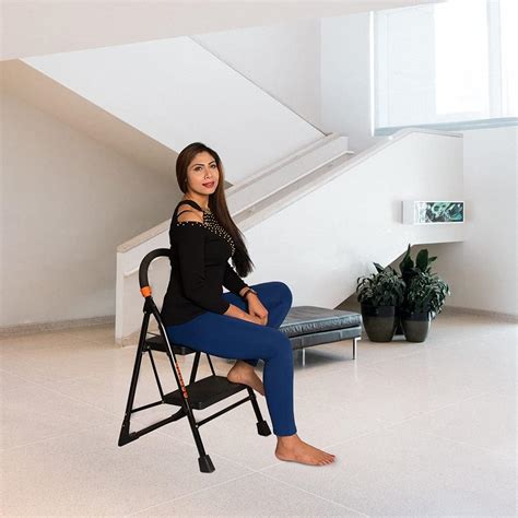 Parasnath 6 Step Yellow Diamond Mild Steel Foldable Ladder for Home ...