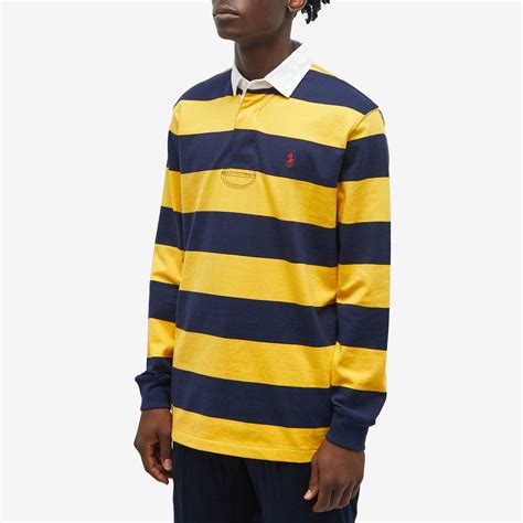 Polo Ralph Lauren Men's Stripe Rugby Shirt in Cruise Navy/Gold Bugle ...