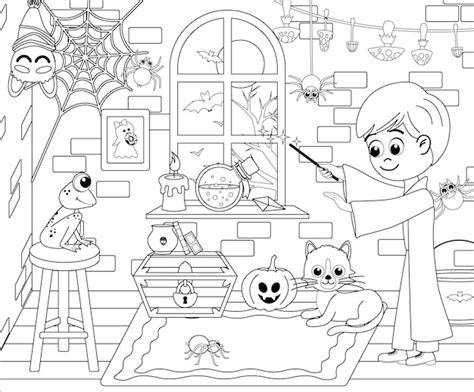 L'assistant conjure la page de coloriage de la grenouille Halloween en ...