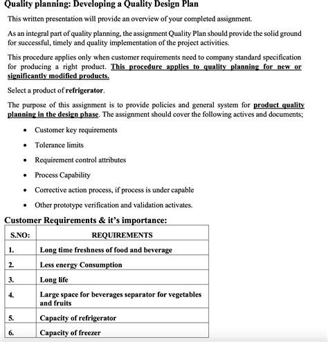 Image result for Quality Planning Example