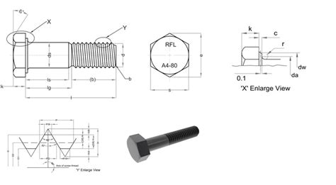 DIN 931 Grade A4-80 Bolts Dimension | BigBoltNut