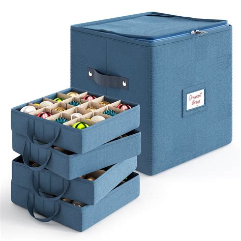 Hearth & Harbor Christmas Ornament Storage Box With 4 Inner Tray ...