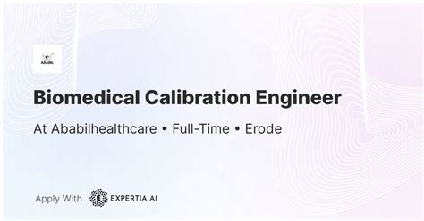 Biomedical Calibration Engineer Job | Erode | Junior