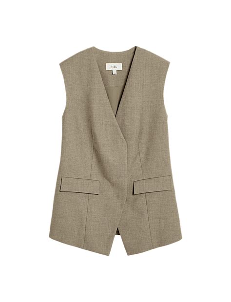 Buy V-Neck Button Through Longline Waistcoat at Marks & Spencer