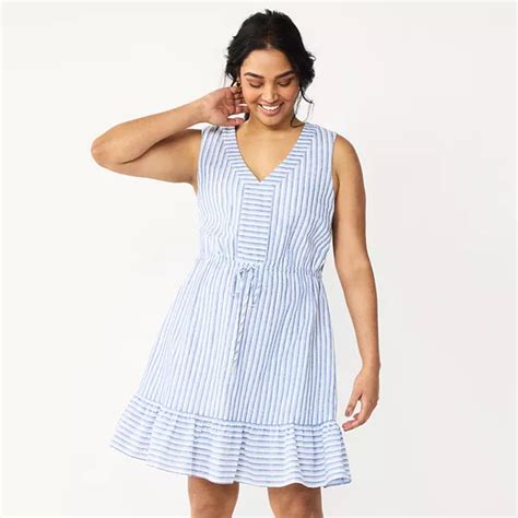 Women's DRAPER JAMES RSVP™ Striped Linen-Blend Sun Dress