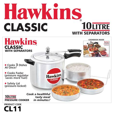 Hawkins Classic Aluminum Pressure Cooker with Separators | Silver ...