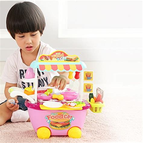 Buy Webby Fast Food Cart Kitchen Playset with Light & Sound Online at ...