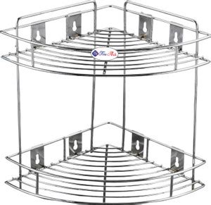 Stainless Steel 2 Shelf Corner Rack Bathroom Accessories Holder Utensil ...