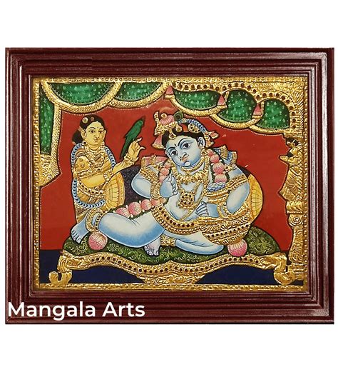 Baby Krishna Acrylic Tanjore Painting | Mangala Arts