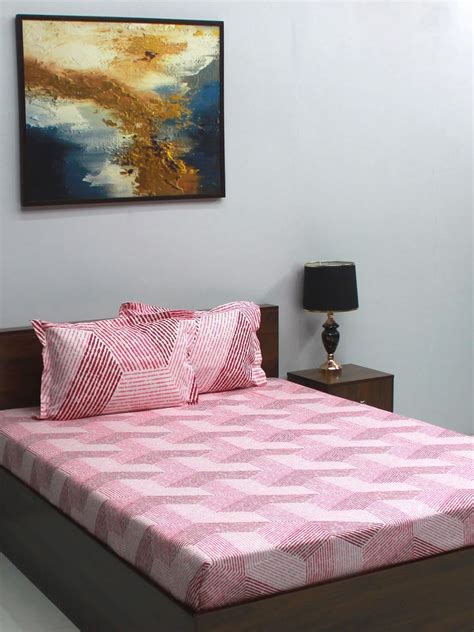 Bombay Dyeing Glory 104 TC 100% Cotton Abstract Queen Bedsheet with 2 ...