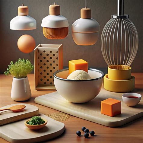 Stylized 3d kitchens with vibrant colors featuring cookware utensils ...