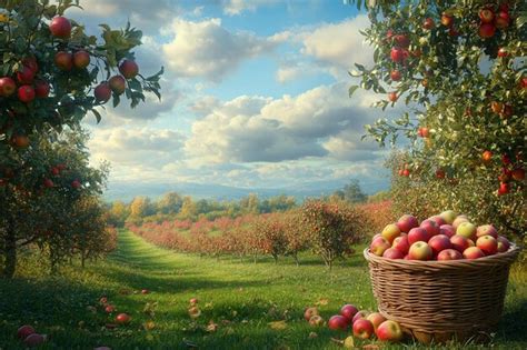 View of a sprawling apple orchard in full harvest | Premium AI ...
