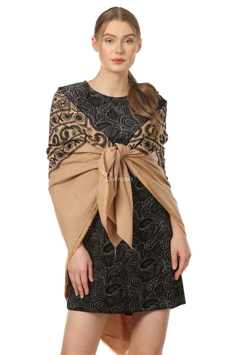 Pashtush Womens Hand Embroidered Kaftan Square Shawl, With Aari Embroi ...