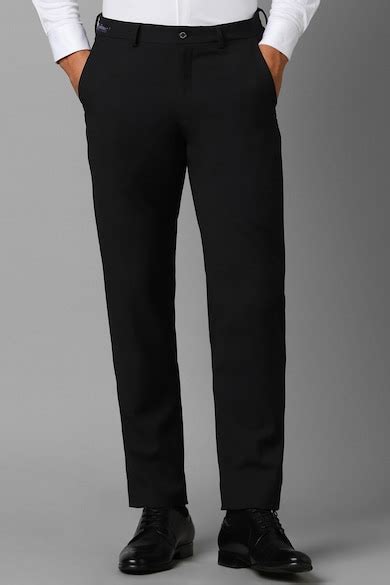 Buy Men Black Slim Fit Solid Flat Front Formal Trousers Online ...