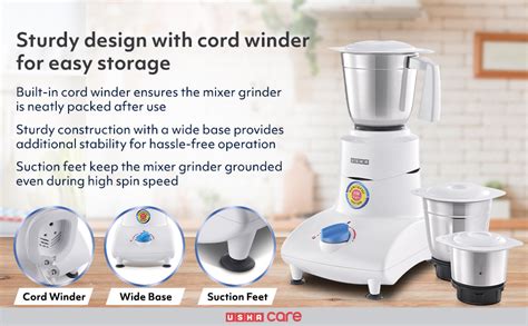 Buy Usha Mixer Grinder (MG-2753) 550-Watt 3 Jars (White) Online at Low ...