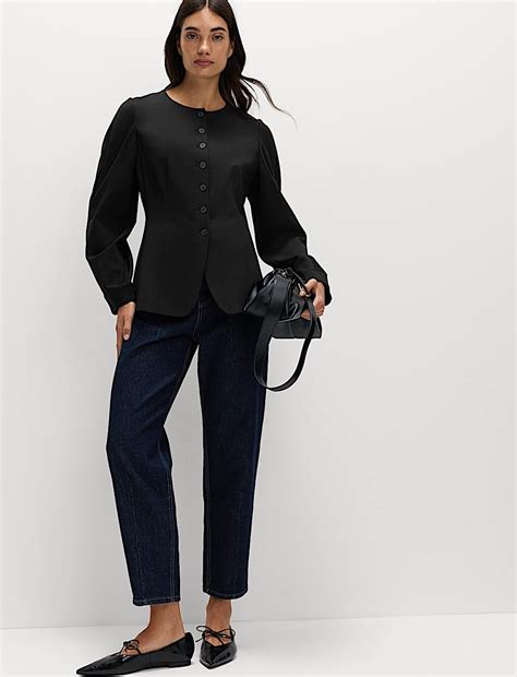 Buy Ponte Collarless Tailored Jacket at Marks & Spencer