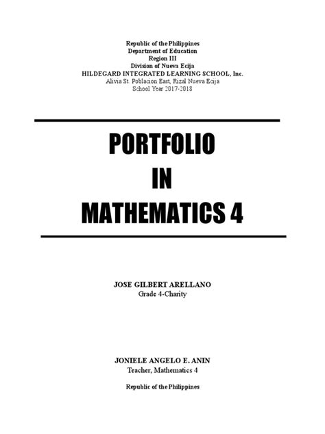 Image result for Portfolio Sample in Math