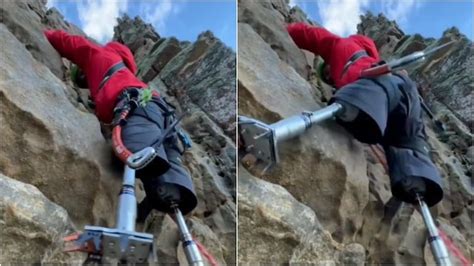 Double amputee man climbs a steep cliff in viral video. Internet is ...