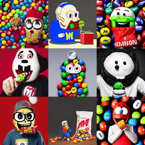 An anthropomorphic M&M eating a bag of Eminems, | Stable Diffusion ...