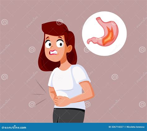 Woman with Burning Stomach Pain Sensation Vector Illustration Stock Illustration - Illustration ...