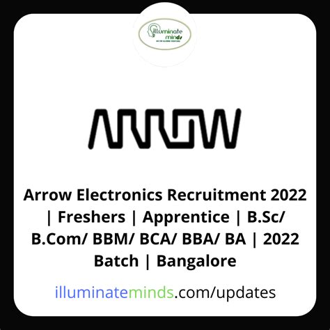Arrow Electronics Recruitment 2022 | Freshers | Apprentice | B.Sc/ B.Com/ BBM/ BCA/ BBA/ BA ...