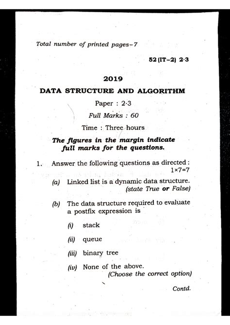 DSA 2019 Final Exam Question Paper - Studocu