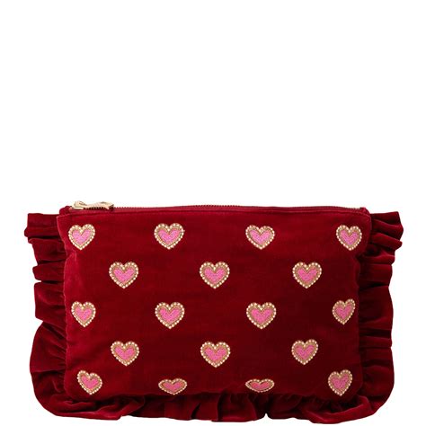 Elizabeth Scarlett Love Hearts Rouge Velvet Everyday Pouch | LOOKFANTASTIC
