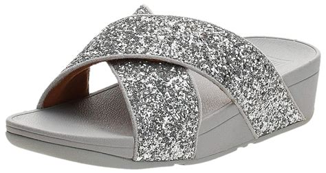 FitFlop Women's Heels Open Toe Sandals, Silver Silver 011, 41 : Amazon ...