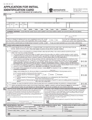 Fillable Online PennDOT - Application For Initial bIdentificationb Card ...