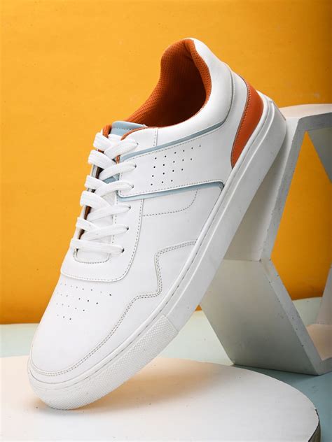 HRX by Hrithik Roshan Men White And Orange Perforated Lightweight ...
