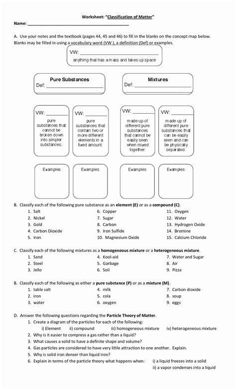 Image result for Classifying Matter Worksheet Answer Key