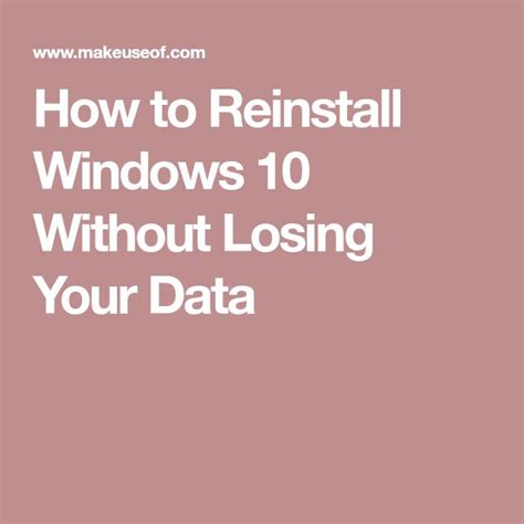 How to Reinstall Windows 10 Without Losing Your Data | Windows 10 hacks ...