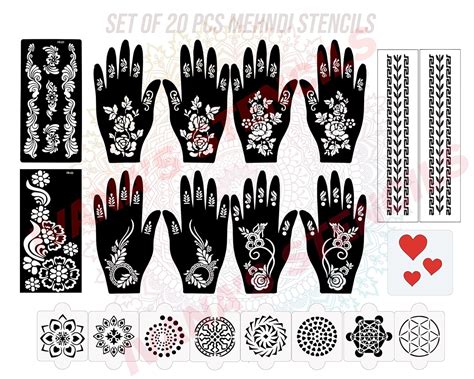 Ivana's Set of 20 Pcs Combo Pack, Reusable Mehandi Design Sticker ...