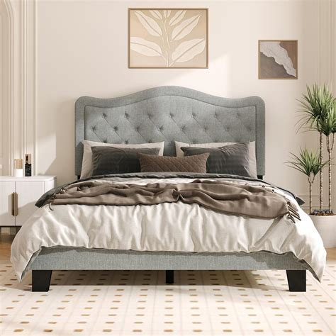 Amazon.com: DIGLANT Queen Bed Frame, Modern Upholstered Bed Frame with Adjustable Tufted ...