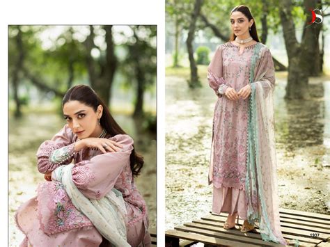 DEEPTEX PRINTS ELAF CHIKANKARI COTTON HEAVY EMBROIDERY DESIGNER WORK ...