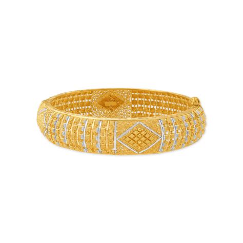 Bedazzled 22 Karat Yellow Gold Filigree Bangle