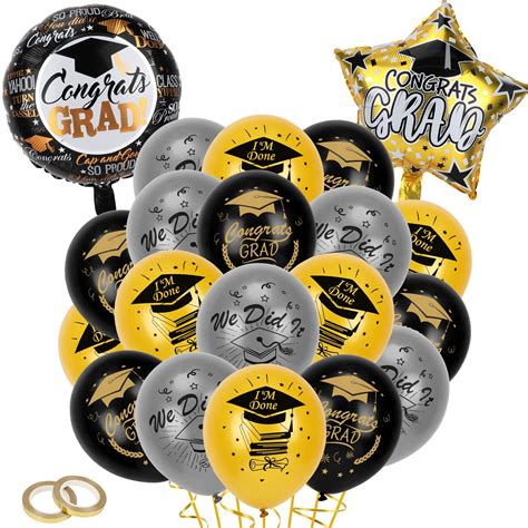 Buy HOWAF Graduation Decorations Graduation Balloons, 32 Black Gold ...