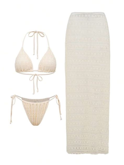 Swim Oasis Premium 3pcs/Set Women Bikini Set, Triangle Cup Halter Neck ...