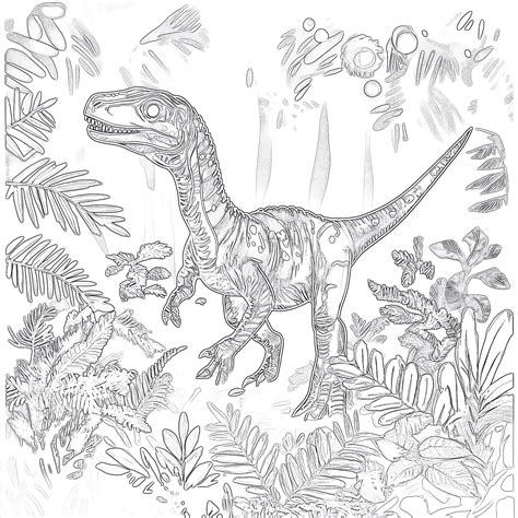 Velociraptor Blue Coloring Page | Coloring Pages Mimi Panda