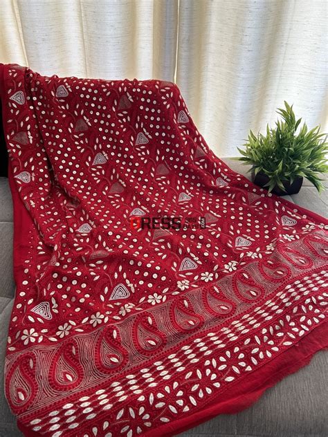 Red Pearl & Gota Patti Chikankari Suit – Dress365days