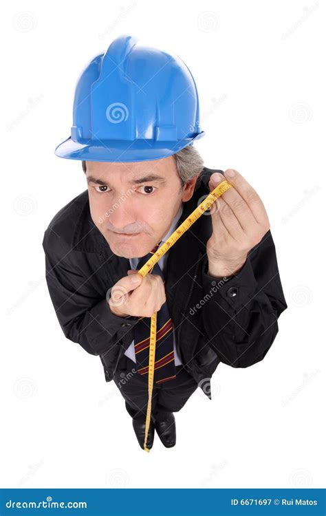 Funny Engineer with a Measuring Tape Stock Image - Image of isolated ...