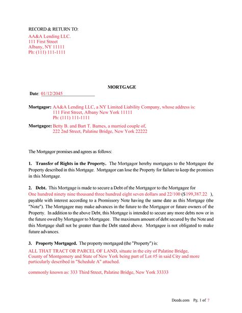 Mortgage Note Template