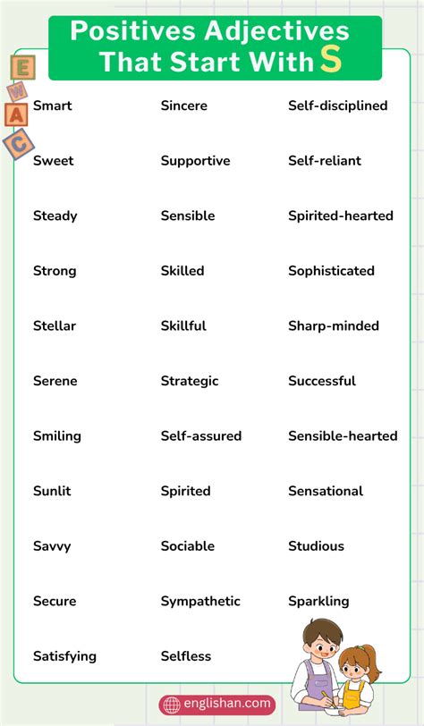 Positive Adjectives That Start With S - Smart S Words for Personality