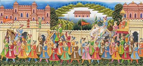 Royal Procession Large Detailed Hand Painted Artwork, Rajasthani Paint ...