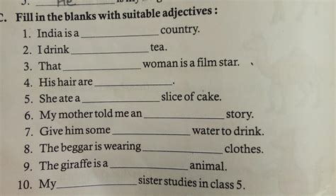 fill in the blanks with suitable adjectives - Brainly.in