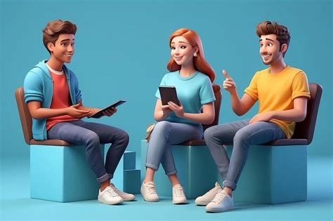Young people chatting 3d character illustration | Premium AI-generated ...