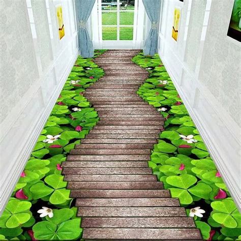 Large Carpet 3D Corridor Green Garden Path Long Carpet Living Room ...