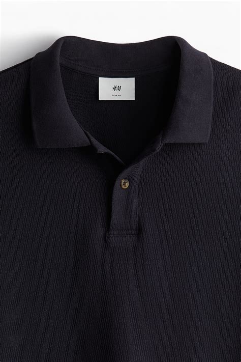 Slim Fit Polo Shirt - Navy blue - Men | H&M US